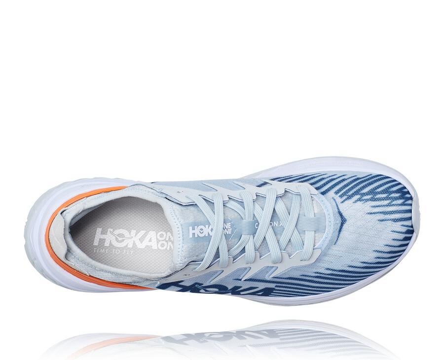 Hoka One One Running Shoes Mens White/Blue - Carbon X-SPE - 61039EIVM